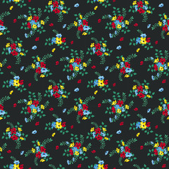 Naklejka na ściany i meble Seamless floral pattern. Background in small flowers for textiles, fabrics, cotton fabric, covers, wallpaper, print, gift wrapping, postcard, scrapbooking.
