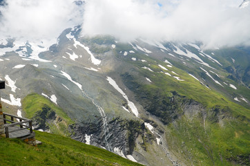 Cloudy view over the grossglockner mountain alps