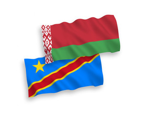 Flags of Democratic Republic of the Congo and Belarus on a white background