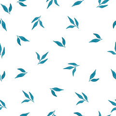 simple teal leaves seamless background, botanic watercolor decoration for backgrounds, fabric, wrapping or invitation