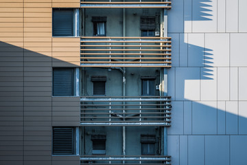 Shadows of the facade of a residential building