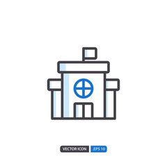 school station icon in isolated on white background. for your web site design, logo, app, UI. Vector graphics illustration and editable stroke. EPS 10.