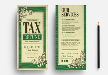 Tax Refund Service Flyer Layout with Dollar Bill Style
