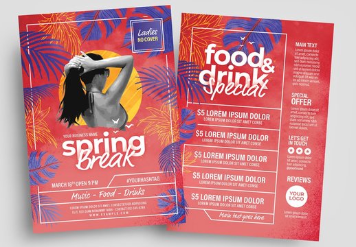 Spring Break Flyer Layout with Modern Style