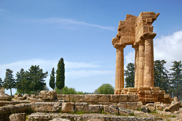 Agrigento, Italy, Temple of the Dioscuri_02, Valley of the Temples, very important archaeological site, nobody