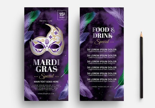 Mardi Gras Carnival Flyer Layout for Masquerade Ball Events