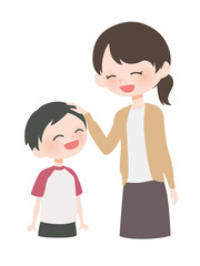 子どもを褒める母親