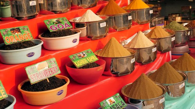 Indian tea and spices at Anjuna flea market in Goa, India