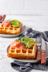 Keto cheese waffle with avocado