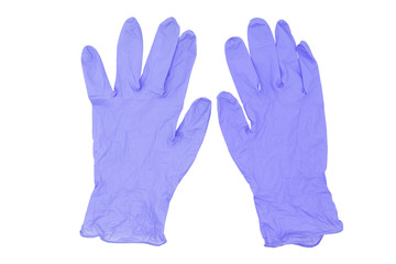 Surgeon blue gloves isolated on white background