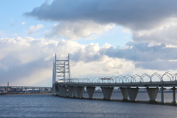 Big automobile bridge over the river