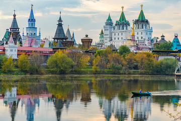 Izmaylovo Park in Moscow. View of the Kremlin from the side of the park
