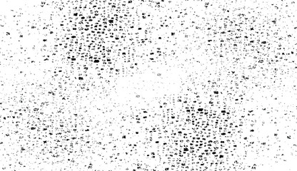 Small uneven spots and particles of debris. Abstract vector texture.  Distressed uneven background. Grunge texture overlay with fine grains isolated on white background. Vector illustration. EPS10.