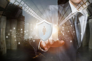 Concepts of protection and insurance of employees and customers.