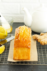 cupcake with lemon and ginger. selective focus.