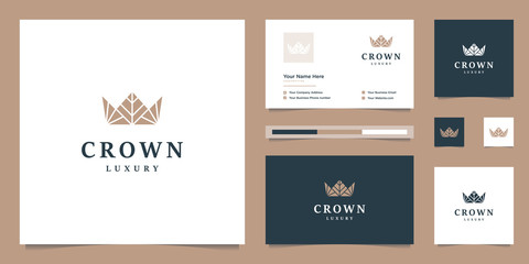 Fototapeta premium Elegant simple logo crown design, symbol for kingdom, king and leader.