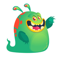 Funny cartoon monster. Vector Halloween illustration.