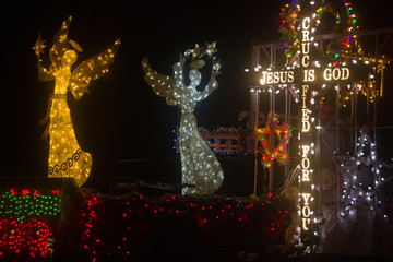 Angels with Christmas Lights at Night Parade