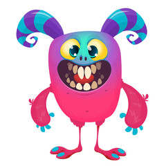 Funny cartoon monster. Vector Halloween illustration.