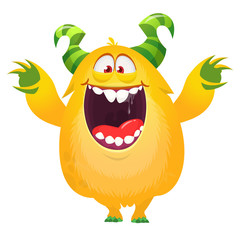 Funny cartoon monster. Vector Halloween illustration.