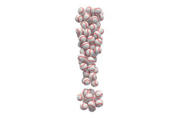 Exclamation mark from baseball balls, 3D rendering