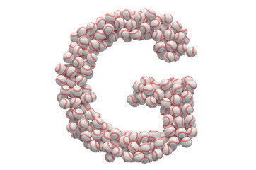 Letter G from baseball balls, 3D rendering