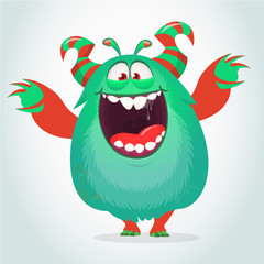 Funny cartoon monster. Vector Halloween illustration.