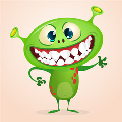 Funny cartoon monster. Vector Halloween illustration.