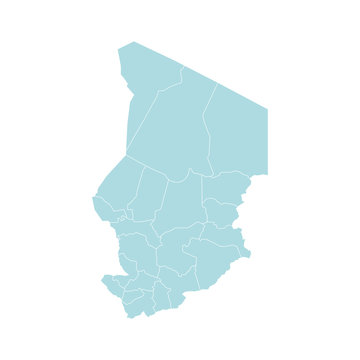 Vector illustration of administrative division map of Chad. Vector map.