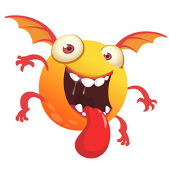 Funny cartoon monster. Vector Halloween illustration.