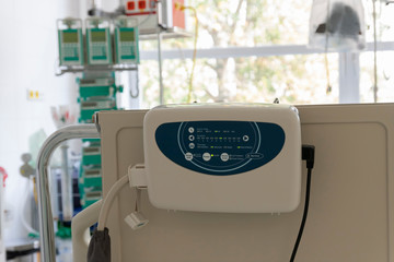  Compressor of anti decubituss mattress on bed in intensive care unit in hospital
