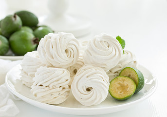 Marshmallow from apples and feijoa. Homemade sweetness. Selective focus
