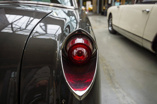 BERLIN - MAY 10, 2015: The rear brake lights vintage car Facel Vega FV4 Typhoon, 1958. The 28th Berlin-Brandenburg Oldtimer Day