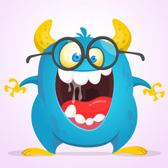 Funny cartoon monster. Illustration of cute monster creature. Halloween design