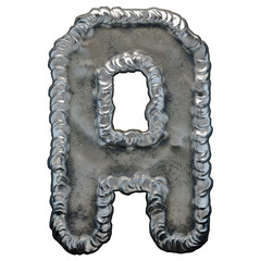 Industrial metal alphabet letter A on white background 3d