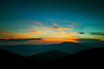 sunset in the mountains