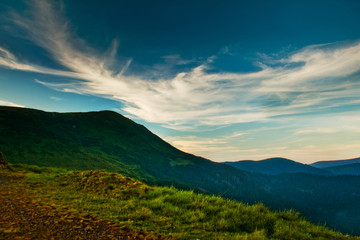 sunset in the mountains