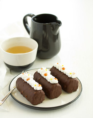 A piece of delicious caramel cake.