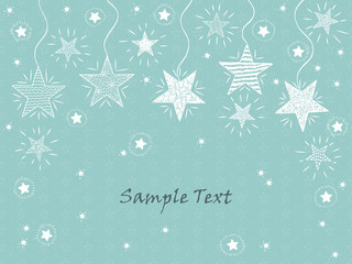 Fototapeta na wymiar Holiday card template with Hand drawn doodle shiny Stars - vector illustration