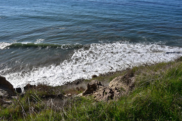 Looking Down the Bluffs at the Raucous Pacific Ocean