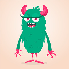Naklejka premium Funny cartoon monster. Vector Halloween illustration.
