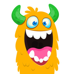 Funny cartoon monster face expression. Vector monster creature avatar