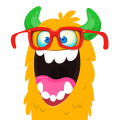 Funny cartoon monster. Vector Halloween illustration.
