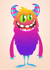 Funny cartoon monster. Vector Halloween illustration.