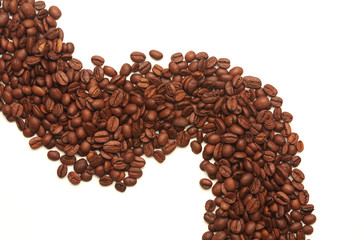 roasted coffee beans on a white background, roasted arabica, grains of arabica, grains of rabusta, coffee beans texture, white background, arabica on a white background, rabusta on a white background
