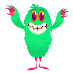 Funny cartoon monster. Vector Halloween illustration.