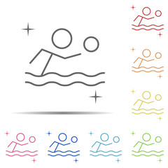 Water polo, sport multi color icon. Element of sport thin line icon on white background