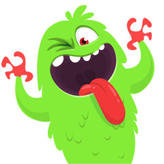 Funny cartoon monster. Vector Halloween illustration.