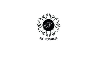 Floral monogram with letter N. Exquisite business logo, restaurant, royalty, boutique, cafe, hotel logo template.
