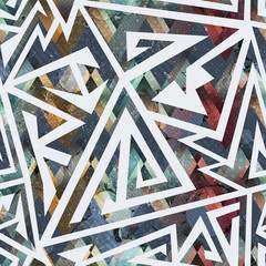 Grunge geometric seamless pattern